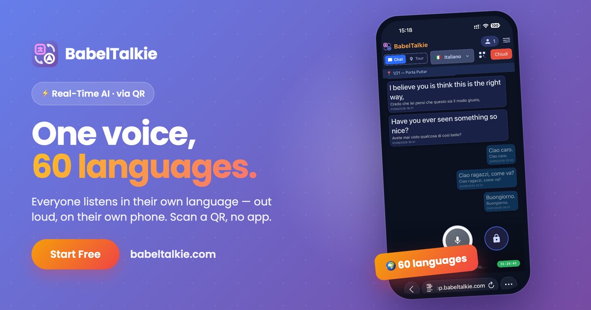 BabelTalkie — AI Simultaneous Interpretation for Tours & Events